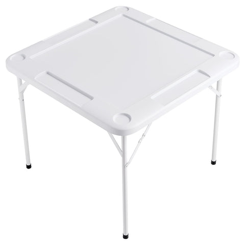 Mahjong Table, 4 Player Folding Domino Table with Wear-Resistant Green Tabletop, Portable Square Card Table with 4 Cup Holders & 4 Chip Trays for Mahjong Poker Puzzles, 90 x90-inch