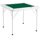 Mahjong Table, 4 Player Folding Domino Table with Wear-Resistant Green Tabletop, Portable Square Card Table with 4 Cup Holders & 4 Chip Trays for Mahjong Poker Puzzles, 90 x90-inch