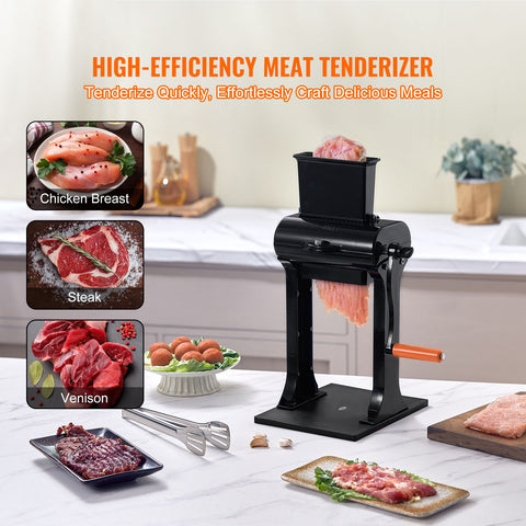 Commercial Meat Tenderizer, Heavy Duty Stainless Steel Meat Tenderizer Machine, Quick and Easy Manual Operation Kitchen Tool, 148mm Feed Port for Beef, Turkey, Chicken, Pork, Steak, and Fish