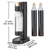 Sparkling Water Maker, Soda Maker Machine for Home Carbonating, Seltzer Water Starter Kit with BPA-free 1L PET Bottle, 2 CO2 Cylinders, Compatible with Mainstream Screw-in 60L CO2 Cylinder