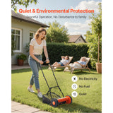 40cm Push Reel Lawn Mower 5-Blade Adjustable Height Grass Catcher 2-Wheel