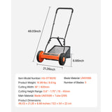 40cm Push Reel Lawn Mower 5-Blade Adjustable Height Grass Catcher 2-Wheel