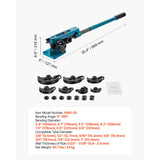 Pipe Tube Bender, 3/8" to 1" Manual Pipe Tube Bender, with 7 Dies, Heavy Duty Tube Bender Tubing of Steel Metal Copper, for Repair Shops, Blue