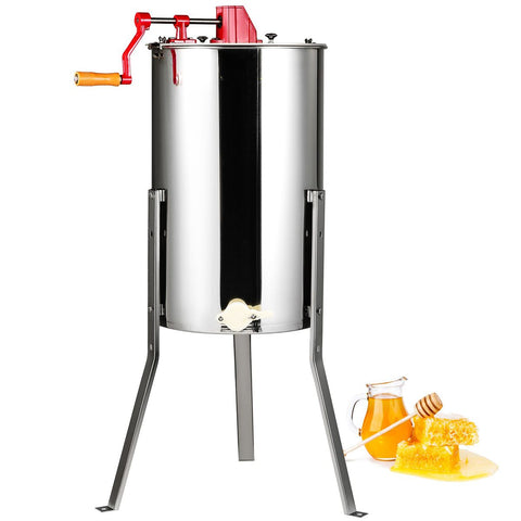 Manual Honey Extractor, 3 Frames Honey Spinner Extractor, Stainless Steel Beekeeping Extraction, Honeycomb Drum Spinner with Lid, Apiary Centrifuge Equipment with Height Adjustable Stand