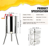 Manual Honey Extractor, 3 Frames Honey Spinner Extractor, Stainless Steel Beekeeping Extraction, Honeycomb Drum Spinner with Lid, Apiary Centrifuge Equipment with Height Adjustable Stand