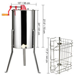 Manual Honey Extractor, 3 Frames Honey Spinner Extractor, Stainless Steel Beekeeping Extraction, Honeycomb Drum Spinner with Lid, Apiary Centrifuge Equipment with Height Adjustable Stand
