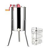 Manual Honey Extractor, 3 Frames Honey Spinner Extractor, Stainless Steel Beekeeping Extraction, Honeycomb Drum Spinner with Lid, Apiary Centrifuge Equipment with Height Adjustable Stand