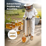 Honey Extractor, 2 Frame Manual Honey Spinner with Transparent Lid, Stainless Steel Honeycomb Drum Spinner with Height Adjustable Stand, Honeycomb Extraction Centrifuge Equipment for Beekeeping