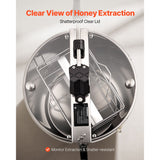Honey Extractor, 2 Frame Manual Honey Spinner with Transparent Lid, Stainless Steel Honeycomb Drum Spinner with Height Adjustable Stand, Honeycomb Extraction Centrifuge Equipment for Beekeeping