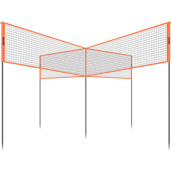 4-Way Volleyball Net, Adjustable Height Badminton Net Set for Backyard Beach Lawn, Outdoor Portable Volleyball Net with Carrying Bag, 4 Square Quick Assemble Game Set For Kids And Adults