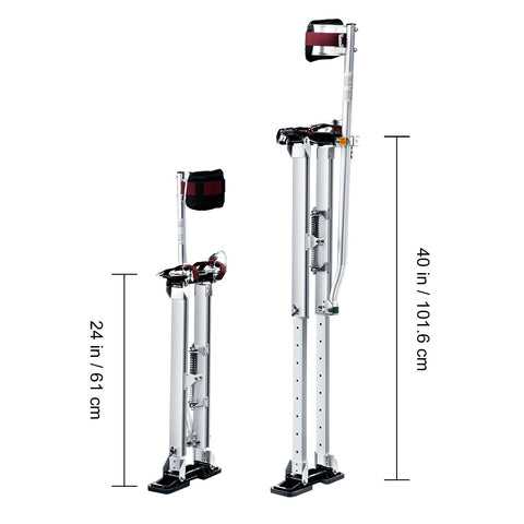 Drywall Stilts, 24''-40'' Adjustable Aluminum Tool Stilts with Protective Knee Pads, Durable and Non-Slip Work Stilts for Sheetrock Painting, Walking, Taping, Silver