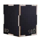 3 in 1 Plyometric Jump Box, 16/14/12 Inch Wooden Plyo Box, Platform & Jumping Agility Box, Anti-Slip Fitness Exercise Step Up Box for Home Gym Training, Conditioning Strength Training, Black