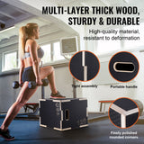 3 in 1 Plyometric Jump Box, 16/14/12 Inch Wooden Plyo Box, Platform & Jumping Agility Box, Anti-Slip Fitness Exercise Step Up Box for Home Gym Training, Conditioning Strength Training, Black