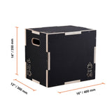 3 in 1 Plyometric Jump Box, 16/14/12 Inch Wooden Plyo Box, Platform & Jumping Agility Box, Anti-Slip Fitness Exercise Step Up Box for Home Gym Training, Conditioning Strength Training, Black