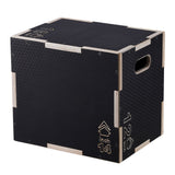 3 in 1 Plyometric Jump Box, 16/14/12 Inch Wooden Plyo Box, Platform & Jumping Agility Box, Anti-Slip Fitness Exercise Step Up Box for Home Gym Training, Conditioning Strength Training, Black