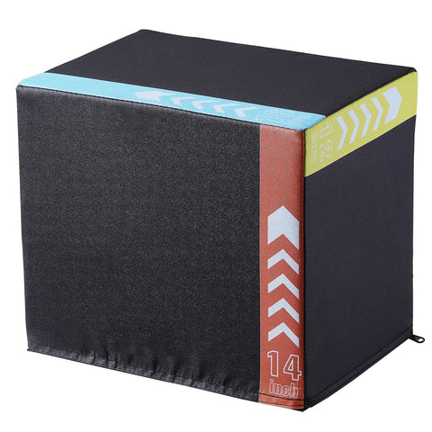 3 in 1 Plyometric Jump Box, 16/14/12 Inch Cotton Plyo Box, Platform & Jumping Agility Box, Anti-Slip Fitness Exercise Step Up Box for Home Gym Training, Conditioning Strength Training, Black