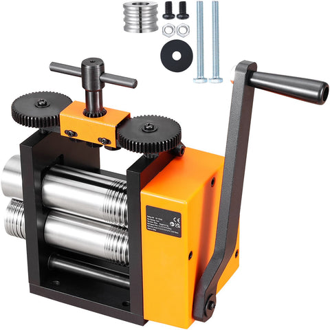 Rolling Mill, 2.95"/75 mm Jewelry Rolling Mill Machine, 1: 2 Gear Ratio, 3-in-1 Multi-function Rolling Mill, 0.03-6.5mm Press Thickness for Metal Jewelry Making Sheet Square Wire Semicircle
