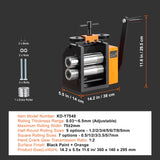 Rolling Mill, 2.95"/75 mm Jewelry Rolling Mill Machine, 1: 2 Gear Ratio, 3-in-1 Multi-function Rolling Mill, 0.03-6.5mm Press Thickness for Metal Jewelry Making Sheet Square Wire Semicircle