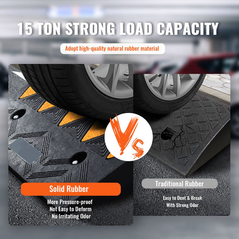 Rubber Curb Ramp 10.8 cm Rise Height Sidewalk Curb Ramp, 30 cm Width 50 cm Length Driveway Ramp for Curb, 15T Heavy Duty Rubber Ramp for Forklifts, Trucks, Buses, Cars, Wheelchairs, Bikes