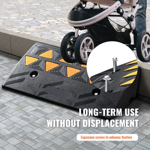 Rubber Curb Ramp 10.8 cm Rise Height Sidewalk Curb Ramp, 30 cm Width 50 cm Length Driveway Ramp for Curb, 15T Heavy Duty Rubber Ramp for Forklifts, Trucks, Buses, Cars, Wheelchairs, Bikes