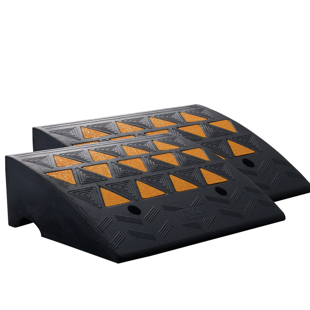 Rubber Curb Ramp 2 Pack, 15.2 cm Rise Height Heavy-Duty 15 tons Load Capacity Threshold Ramps, Driveway Ramps with Stable Grid Structure for Cars, Wheelchairs, Bikes, Motorcycles