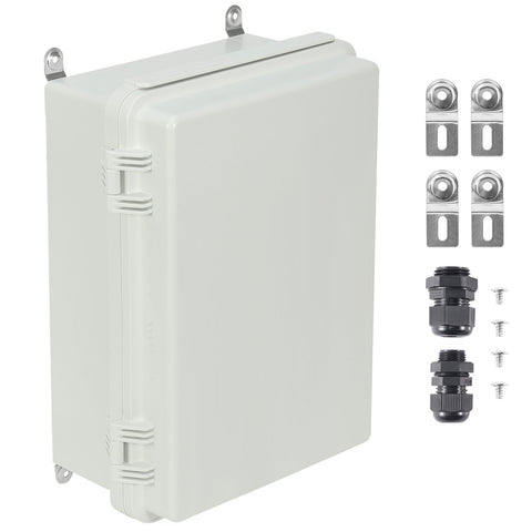 Outdoor Electrical Junction Box, 300 x 200 x 180 mm, ABS Plastic Electrical Enclosure Box with Hinged Cover Stainless Steel Latch, IP67 Dustproof Waterproof for Outdoor Electrical Projects