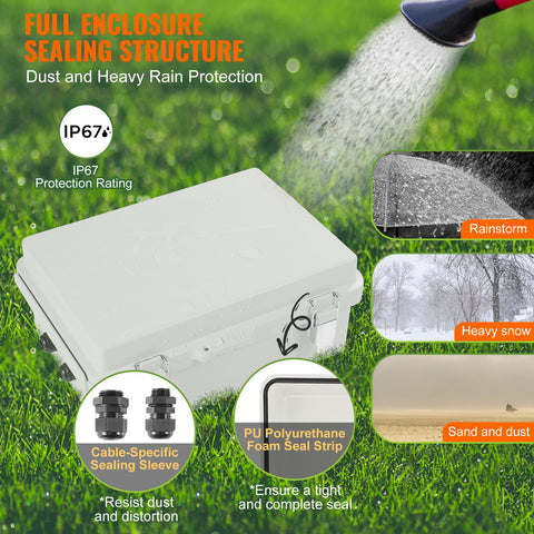Outdoor Electrical Junction Box, 300 x 200 x 180 mm, ABS Plastic Electrical Enclosure Box with Hinged Cover Stainless Steel Latch, IP67 Dustproof Waterproof for Outdoor Electrical Projects