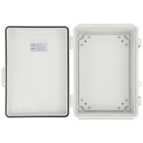 Outdoor Electrical Junction Box, 300 x 200 x 180 mm, ABS Plastic Electrical Enclosure Box with Hinged Cover Stainless Steel Latch, IP67 Dustproof Waterproof for Outdoor Electrical Projects