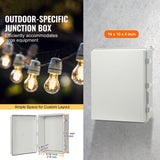 Outdoor Electrical Junction Box, 350 x 250 x 150 mm, ABS Plastic Electrical Enclosure Box with Hinged Cover Stainless Steel Latch, IP67 Dustproof Waterproof for Outdoor Electrical Projects