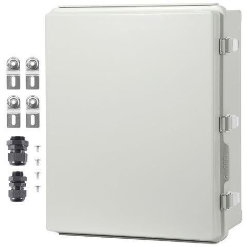 Outdoor Electrical Junction Box, 350 x 250 x 150 mm, ABS Plastic Electrical Enclosure Box with Hinged Cover Stainless Steel Latch, IP67 Dustproof Waterproof for Outdoor Electrical Projects