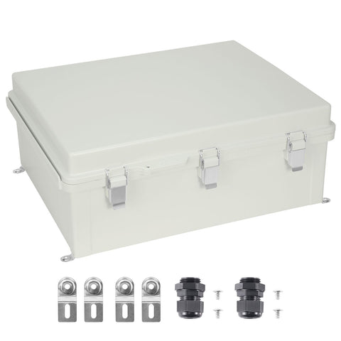 Outdoor Electrical Junction Box, 530 x 430 x 200 mm, ABS Plastic Electrical Enclosure Box with Hinged Cover Stainless Steel Latch, IP67 Dustproof Waterproof for Outdoor Electrical Projects, 21 x 17 x 8 inch