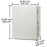 Outdoor Electrical Junction Box, 530 x 430 x 200 mm, ABS Plastic Electrical Enclosure Box with Hinged Cover Stainless Steel Latch, IP67 Dustproof Waterproof for Outdoor Electrical Projects, 21 x 17 x 8 inch