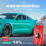 60.57L Fuel Caddy, 7.8 L/min, Portable Gas Storage Tank Container with Hand Pump Rubber Wheels, Fuel Transfer Storage Tank for Gasoline Diesel Machine Oil Car Mowers Tractor Boat Motorcycle