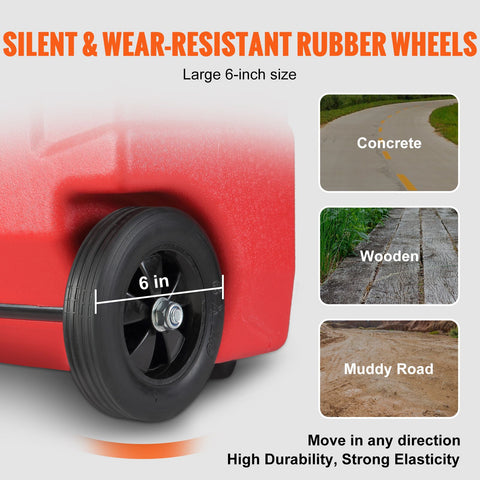 60.57L Fuel Caddy, 7.8 L/min, Portable Gas Storage Tank Container with Hand Pump Rubber Wheels, Fuel Transfer Storage Tank for Gasoline Diesel Machine Oil Car Mowers Tractor Boat Motorcycle