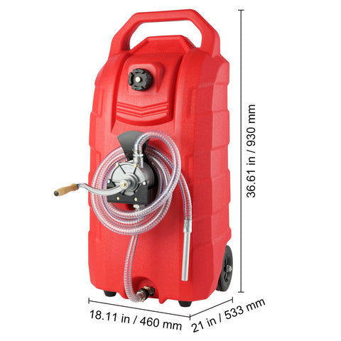60.57L Fuel Caddy, 7.8 L/min, Portable Gas Storage Tank Container with Hand Pump Rubber Wheels, Fuel Transfer Storage Tank for Gasoline Diesel Machine Oil Car Mowers Tractor Boat Motorcycle