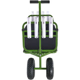 Beach Fishing Cart, 136kg Load Capacity, Foldable Fish and Marine Cart with Four 280mm Big Wheels Rubber Balloon Tires, Heavy-Duty Steel Pier Wagon Trolley with 8 Rod Holders for Picnic