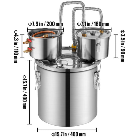 Moonshine Still Water Alcohol Distiller 13.2Gal w/Thumper Keg & Water Pump
