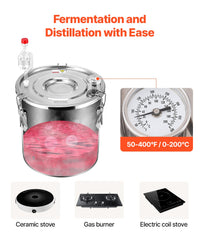 VEVOR Moonshine Still Water Alcohol Distiller 5Gal w/Thumper Keg & 8W Water Pump