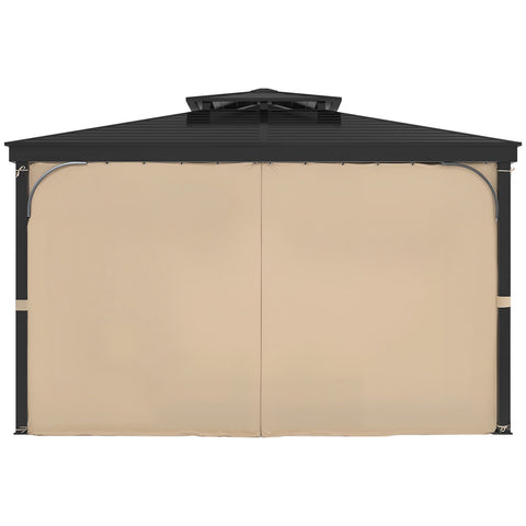 Gazebo Curtains Outdoor, 12' x 10' x 7.3' Gazebos, 4-Panel Sidewall Gazebo Privacy Curtains with Zippers, Outdoor Curtain Replacement for Patio Canopy, Only Curtain, Khaki