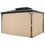 Gazebo Curtains Outdoor, 12' x 10' x 7.3' Gazebos, 4-Panel Sidewall Gazebo Privacy Curtains with Zippers, Outdoor Curtain Replacement for Patio Canopy, Only Curtain, Khaki