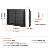 BBQ Access Door,762 x533 mm Double Outdoor Kitchen Door, Cold Plate Flush Mount Door, Wall Vertical Door with Handles and Ventss, for BBQ Island, Grilling Station, Outside Cabinet