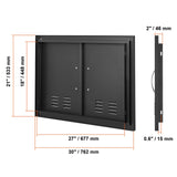 BBQ Access Door,762 x533 mm Double Outdoor Kitchen Door, Cold Plate Flush Mount Door, Wall Vertical Door with Handles and Ventss, for BBQ Island, Grilling Station, Outside Cabinet