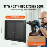 BBQ Access Door, 788x610 mm Double Outdoor Kitchen Door, Cold Plate Flush Mount Door, Wall Vertical Door with Handles, for BBQ Island, Grilling Station, Outside Cabinet