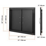 BBQ Access Door, 788x610 mm Double Outdoor Kitchen Door, Cold Plate Flush Mount Door, Wall Vertical Door with Handles, for BBQ Island, Grilling Station, Outside Cabinet