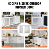 BBQ Access Door, 787x609 mm Double Outdoor Kitchen Door, Stainless Steel Flush Mount Door, Double Wall Vertical Door with Handles and Hooks, for BBQ Island, Grilling Station, Outside Cabinet
