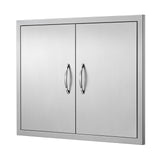 BBQ Access Door, 787x609 mm Double Outdoor Kitchen Door, Stainless Steel Flush Mount Door, Double Wall Vertical Door with Handles and Hooks, for BBQ Island, Grilling Station, Outside Cabinet