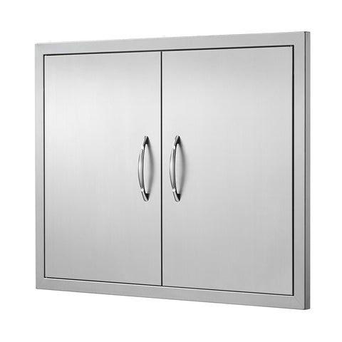 BBQ Access Door, 787x609 mm Double Outdoor Kitchen Door, Stainless Steel Flush Mount Door, Double Wall Vertical Door with Handles and Hooks, for BBQ Island, Grilling Station, Outside Cabinet