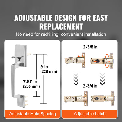 Double Door Handle Set, Satin Nickel Square Door Lever, Heavy Duty Double Front Door Handle Set with Dummy, Double Door Lock Set with Reversible Handle Lever, for Front Door or Office Door