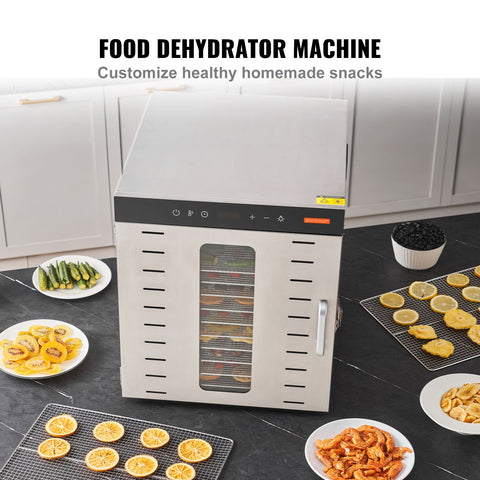 10 Trays Food Dehydrator Machine Stainless Steel 1000W Jerky Fruit Drying