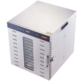 10 Trays Food Dehydrator Machine Stainless Steel 1000W Jerky Fruit Drying